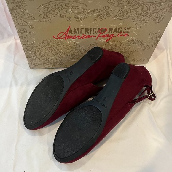 American Rag Amiley Sueded Wedge Ankle Strap Shoes - Picture 5 of 6